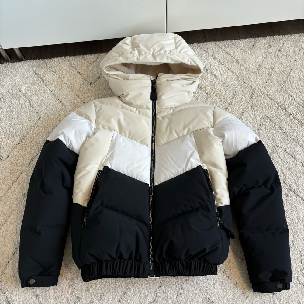 Spyder Tri Color Winter Black and Cream Puffer Winter Coat
